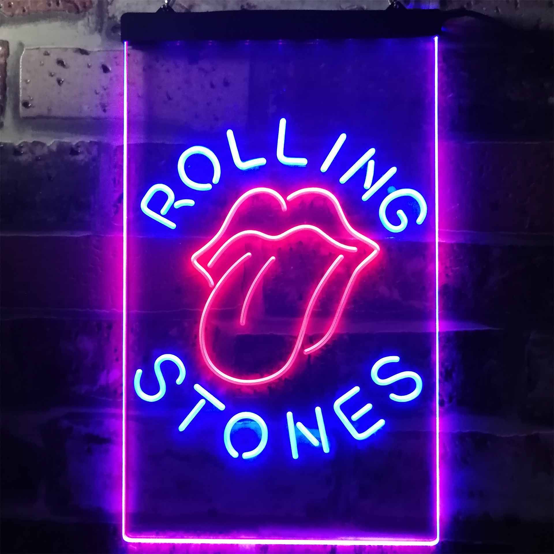 Rolling Stones Tongue Lips Dual LED Neon Light Sign